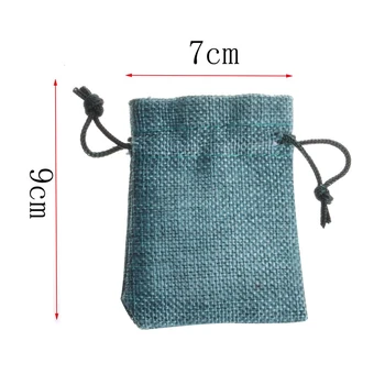 

50pcs 7x9cm Dark Green Color Jute Cotton Bags Favor Christmas Drawstring Gift Bag Cute Jewelry Charms Packaging Bag H0270
