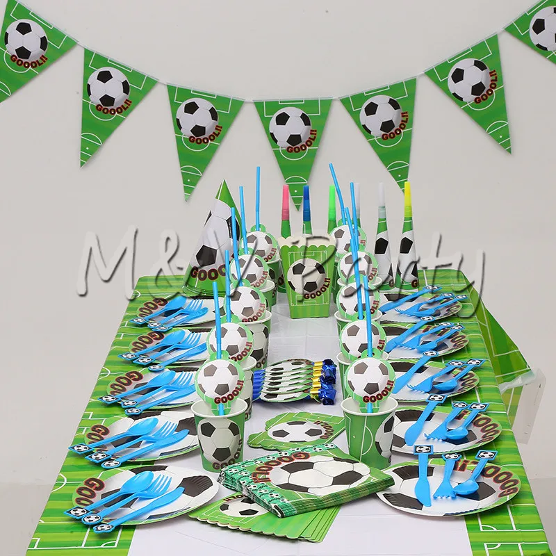 146 pcs/lot dessin animé Football Football vaisselle jetable ensemble