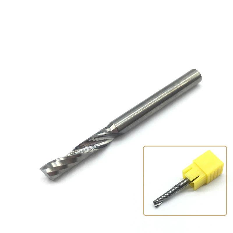 

1pc One Flute Milling Cutter 4mm 4mm 17mm CEL Carbide Single Spiral CNC Endmills for Wood PVC Engraving Aluminum Router Bit