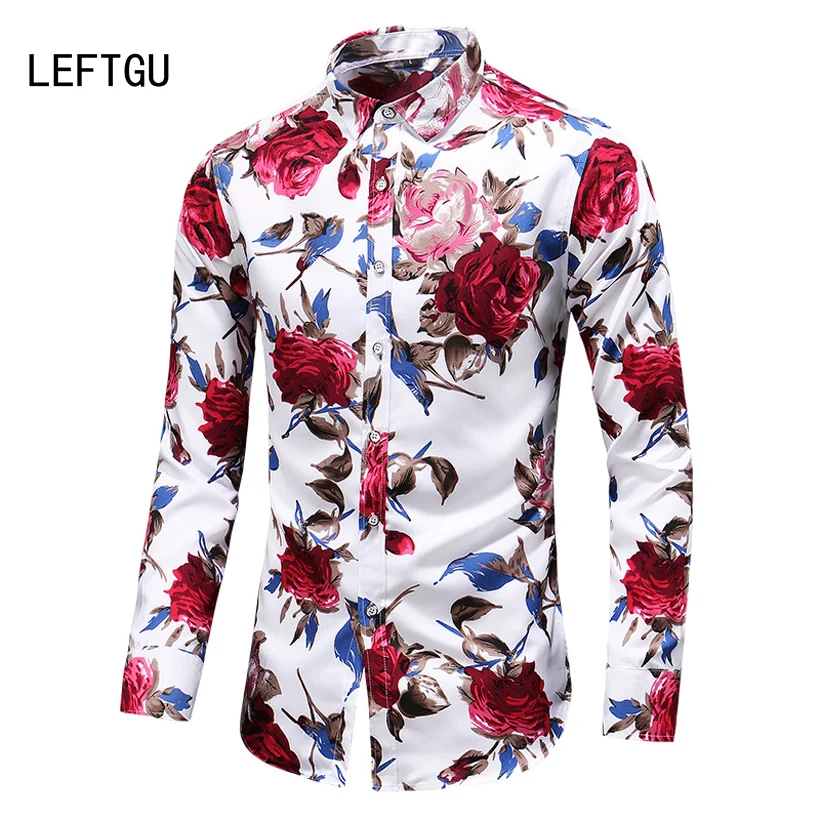 Модные цветочные мужские рубашки больших размеров M ~ 5XL 6XL 7XL повседневные с