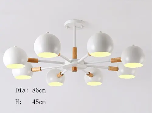 Лампы в скандинавском стиле из твердой древесины Современный минималистичный E27 Светодиодная Люстра для гостиной столовой ресторана спальни кабинета - Цвет корпуса: White   8 lights