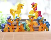 Cute little horse action figures 6pcs Rainbow Dash pony toys for Children anime Cartoon free shipping