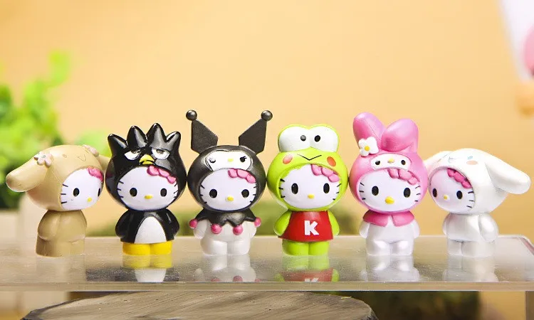 6 шт./компл. hello kitty домашнее украшение мини игрушки ручной работы миниатюрные