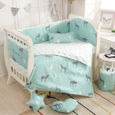 Скидка! 6/9 шт. Лось бампер для детской кроватки, Накладка для детской кроватки лист, изготовленный на заказ по уходу за ребенком постельных принадлежностей, Товары для детей весь набор 120*60/120*70 см