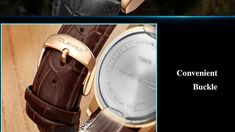 Брендовые Часы CUENA, мужские Модные Аналоговые часы, мужские часы из натуральной кожи, водонепроницаемые часы, мужские кварцевые наручные часы
