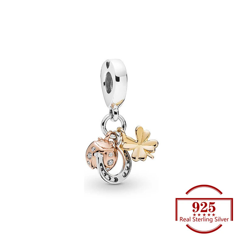 

Rose Gold Color Ladybug Clover Charms Diy Beads Fits Original Charm 925 Sterling Silver Bracelet Women Trendy Jewelry Lover Gift