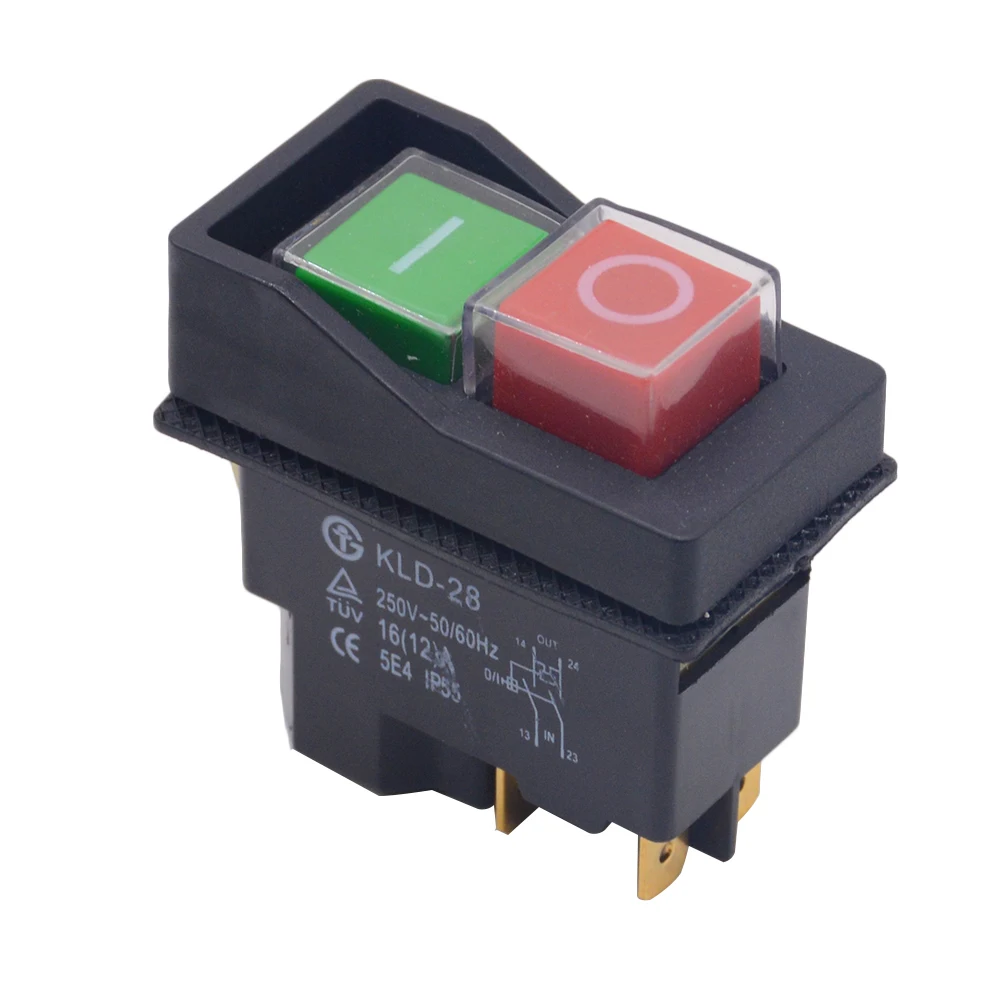 

1pc KLD-28 4 Pin IP55 220v 16(12)A Magnetic Electromagnetic Switch Waterproof Magnetic Explosion-proof Pushbutton Switch