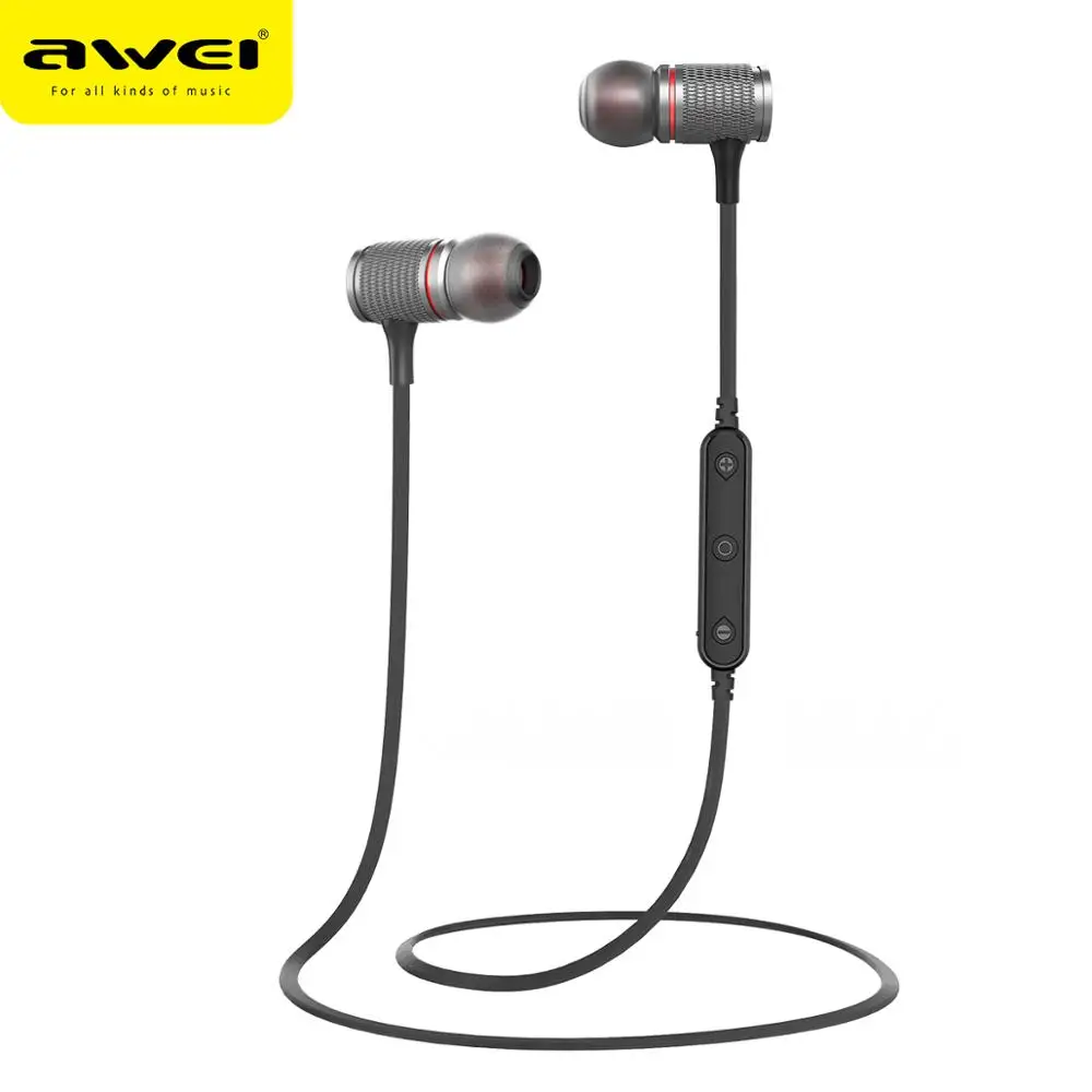 AWEI T12 Bluetooth наушники беспроводные наушники гарнитура для телефона спортивные наушники с микрофоном Bluetooth CSR V4.2 супер бас наушник - Цвет: Red with Black