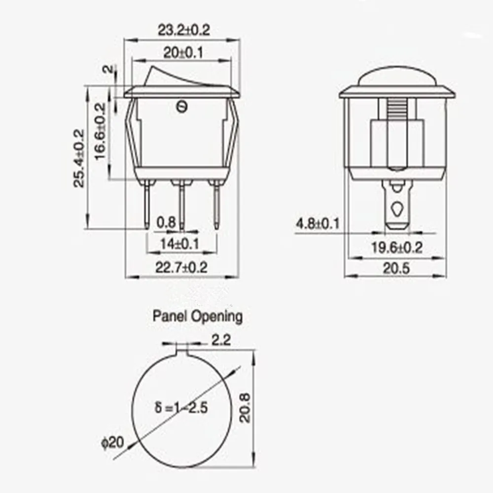 10 шт./партия AC 250 V/3A 2 Pin мини круглый включения-выключения кулисный переключатель 16 мм Диаметр маленькие круглые лодка Кулисный Swiches AC125V/6A