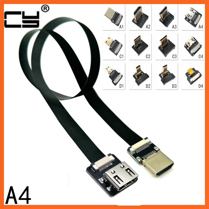 

A4 MiniHDMI Up Angled FPC Mini HDMI C Type to HDMI A Type Male Female FPV HDTV Flat Cable for Multicopter Aerial Photography