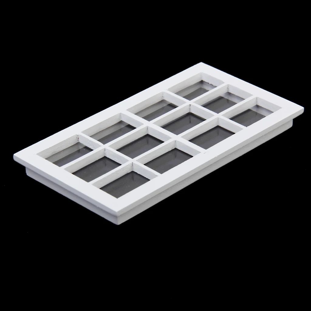 Generic 1/12 Scale Wooden 12 Pane Light Window Frame for Dollhouse Miniature Toys Gifts White
