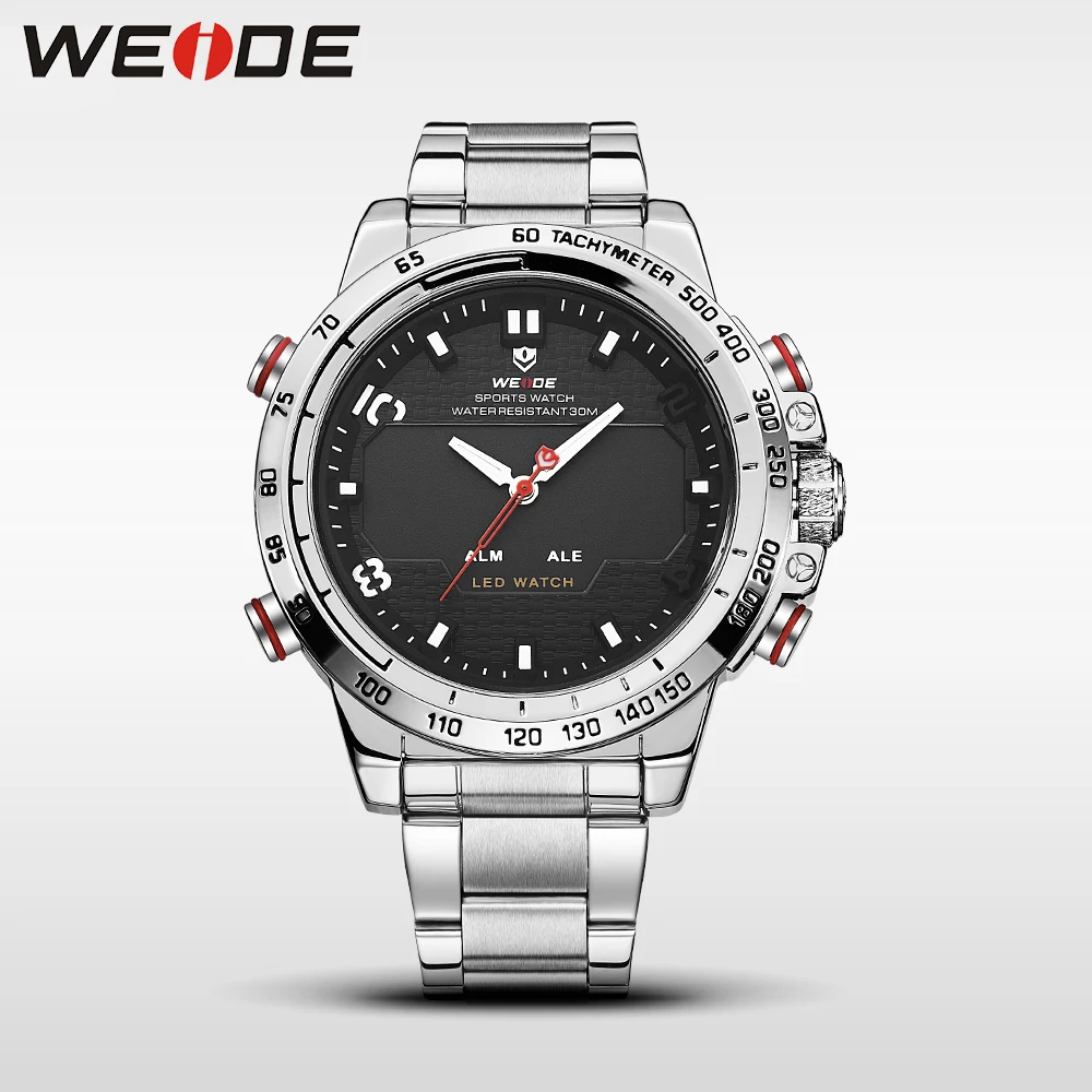 

WEIDE steel series watches luxury brand sport led digital shockproof waterproof watch black quartz watches clock horloges mannen