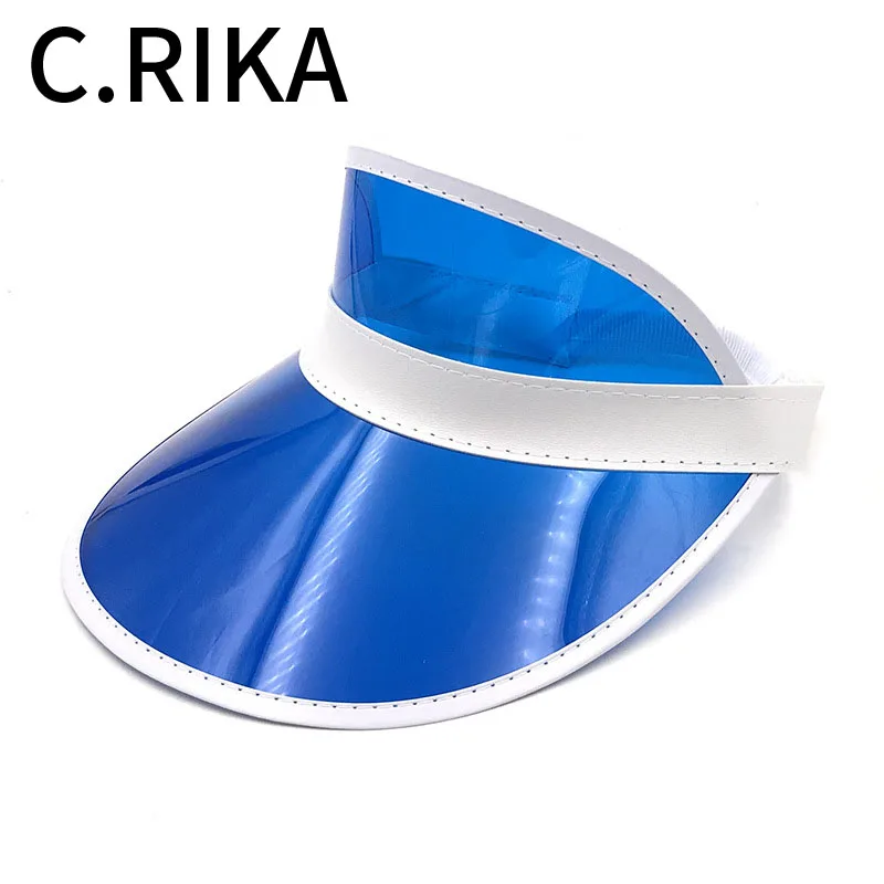 

Summer Candy Transparent PVC Plastic Visors Hat Men Women UV Protection Beach Hats Womens Visor Beanie Bicycle Sun Hat