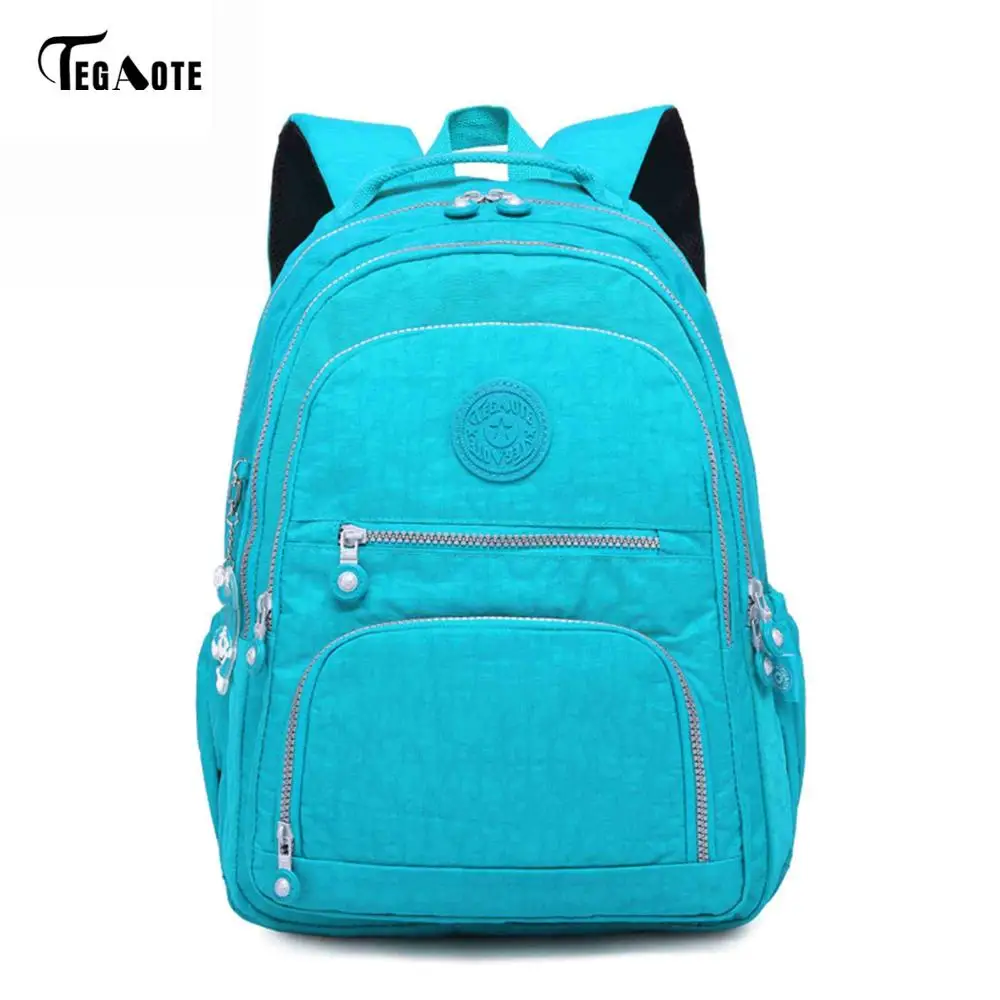Небесно-голубой TEGAOTE, школьный рюкзак для девочек-подростков, Mochila Feminina, женские рюкзаки, нейлоновый водонепроницаемый повседневный рюкзак для ноутбука, женский рюкзак - Цвет: Небесно-голубой