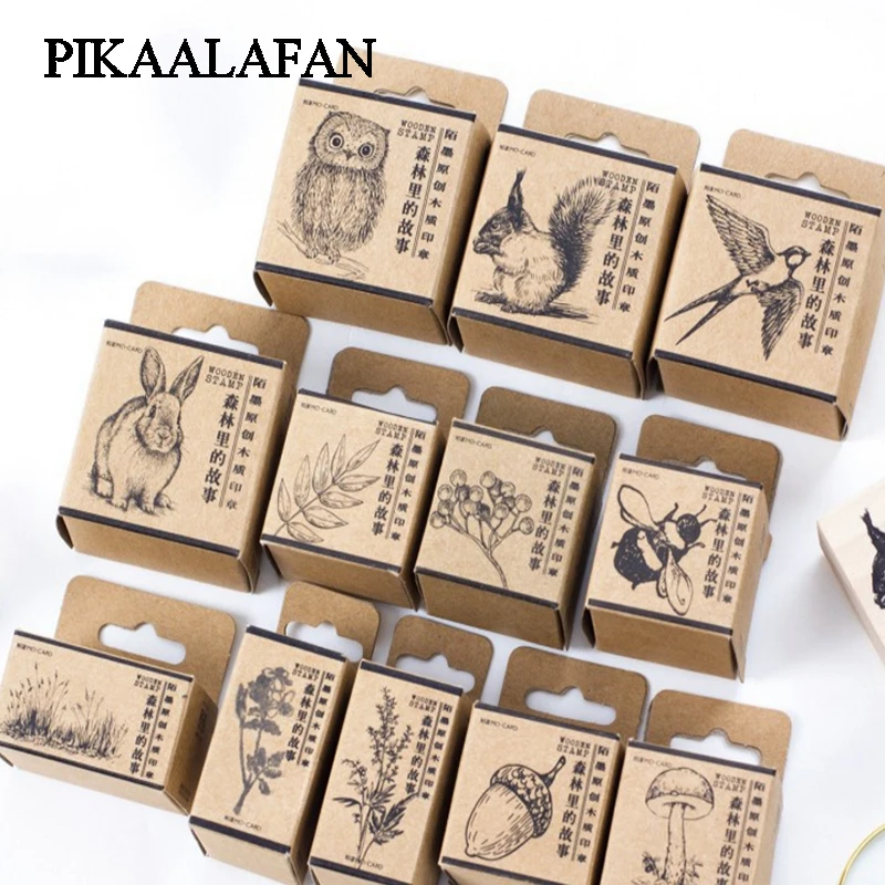 PIKAALAFAN история леса подарочные коробки деревянный альбом для штампов DIY