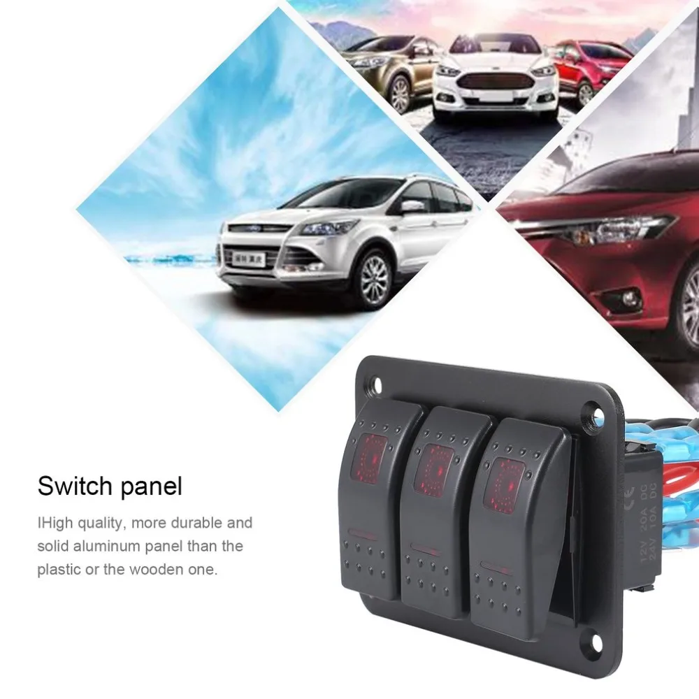 

3 Gang Car Marine Boat Caravan LED Switch Panel Professional Splashproof Rocker Switch Control Panel Waterproof Circuit