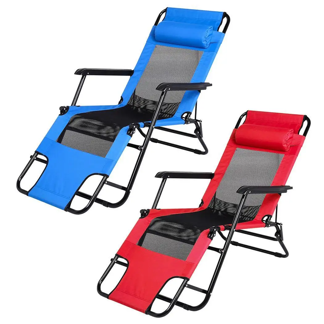 

Camping Fishing Tanning Beach Outdoor Folding Lounge Rest Chair Reclining Sun Arm
