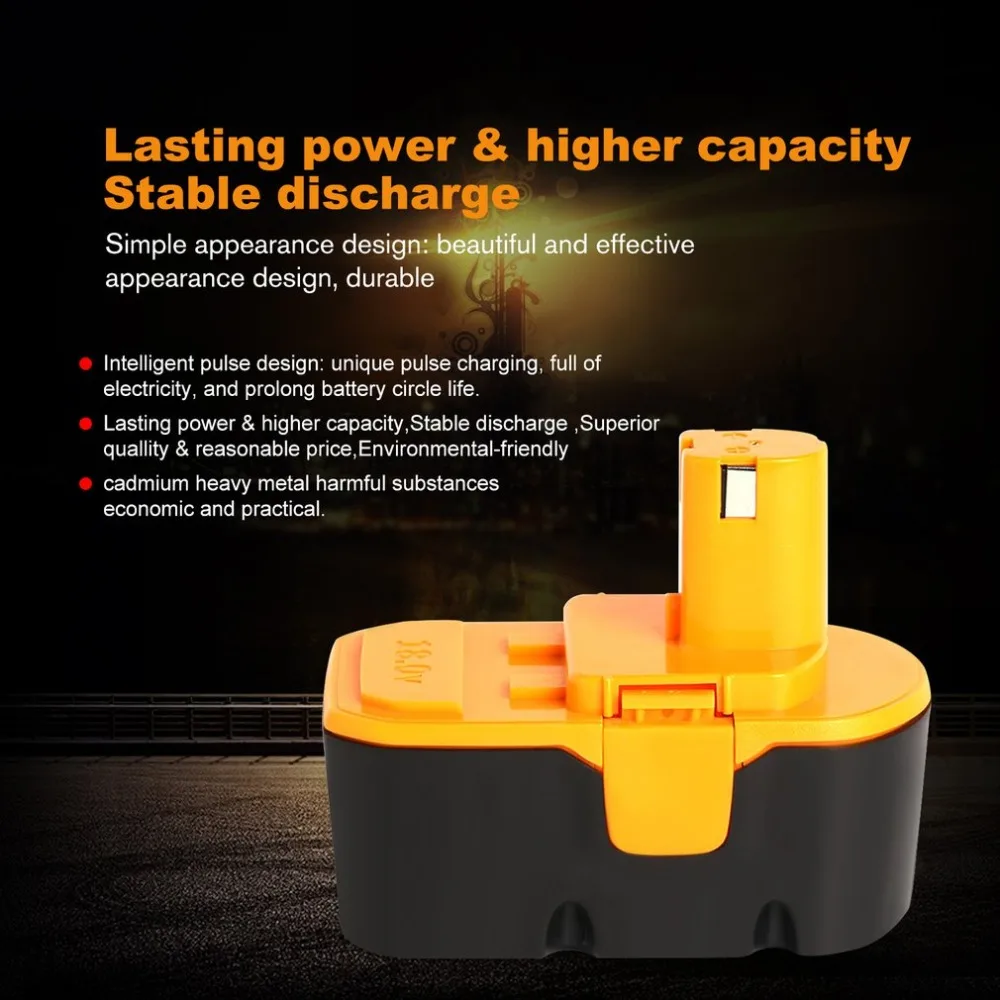 

18V 3000mAh Ni-MH Rechargeable power tool battery For RYOBI P108 RB18L40 High Capacity saving energy Lasting power Drop Shipping