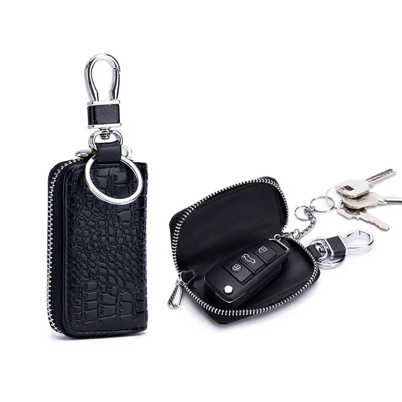 

Genuine Cow Leather Men Women Key Bag Small Business Kay Case Women Housekeepers Crocodile Pattern Personality Design 6 Color