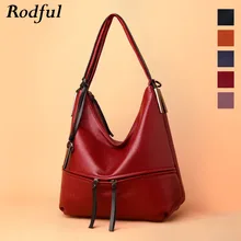Rodful, мягкая кожаная сумка на плечо, женские сумки, дамская Сумка Хобо, женская черная сумка-тоут, сумка через плечо, сумка через плечо