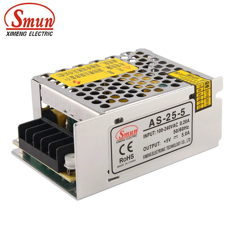 SMUN Мини Размер AS 25 5 100 240VAC до Вт 5VDC 5A источник питания SMPS для полосы лампы CNC CCTV|power