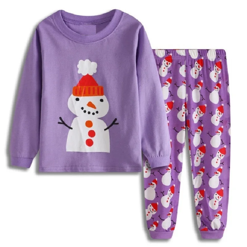 13 New Year Christmas Baby Boys Girls Sleepwear Set Kids Pajamas Suit Santa Reindeer Cartoon Nightwear Toddler Children Clothing