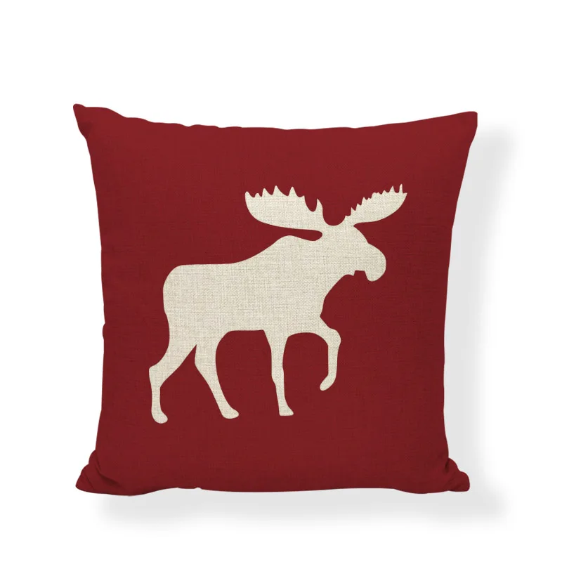 Moose Чехол на подушку Merry Christmas Buffalo Плед черные птицы 45*45 см Усы олень Кемпинг