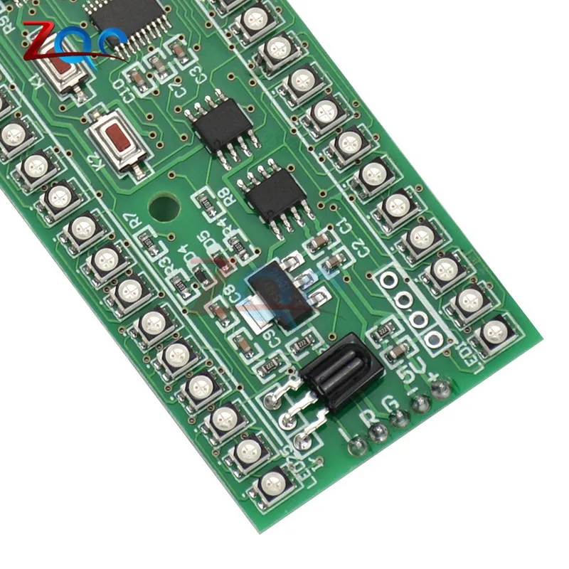 RGB MCU 조정 가능한 디스플레이 패턴 24 LED VU 미터 오디오 레벨 표시기 보드, 듀얼 채널 LED 모듈