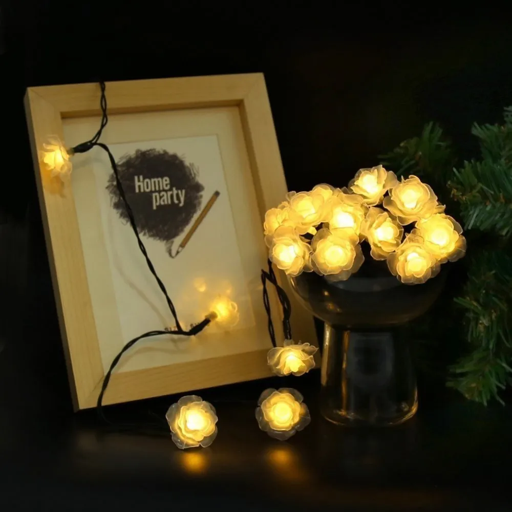 20/30/50/100LED Solar Rose String Lights Starry FairyWaterproof for Christmas Outdoor Indoor Gardens Homes Wedding Holiday Party