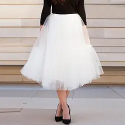 8 Размер Модная Тюлевая юбка плиссированные юбки-пачки женская элегантная Нижняя юбка подружки невесты винтажная миди юбка белая юбка плюс
