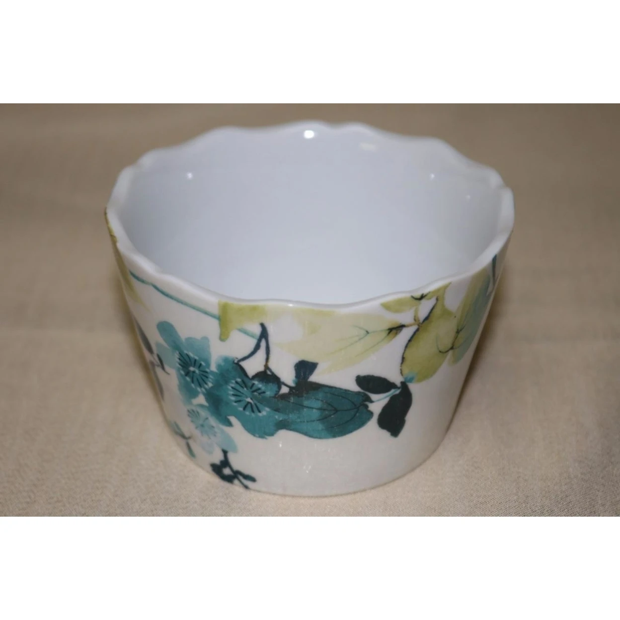 222 Fifth TAKARA Floral Leaves Appetizer Round Bowls - Blue/Green -S/4 (2)