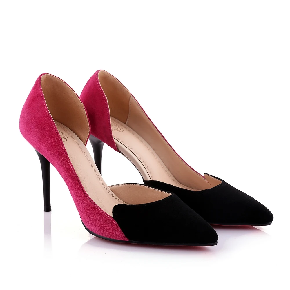 

2017 Summer new Fashion contracted nude pumps wedding shoes bride High documentary shoes Shallow Cow Leather Thin Heels