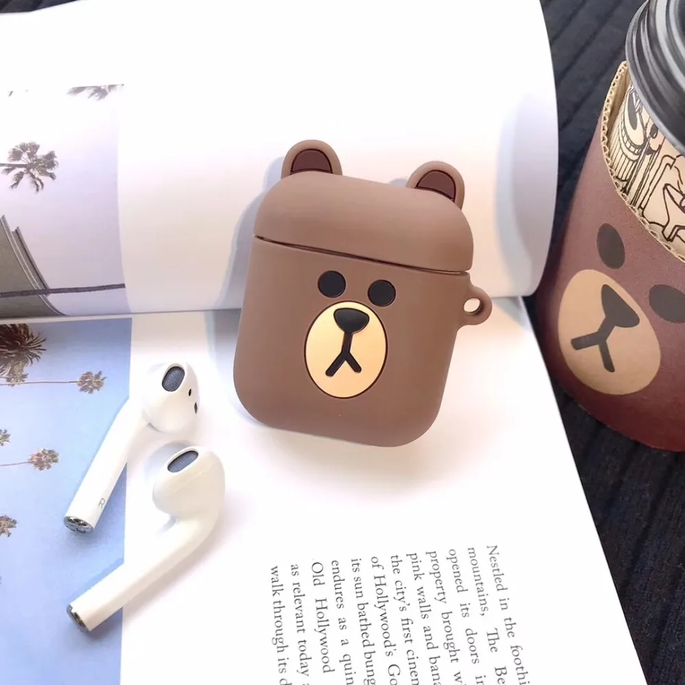 Cute Bluetooth Wireless Earphone Case For Apple AirPods 1 2 Silicone Charging Piglet and bear protective cover