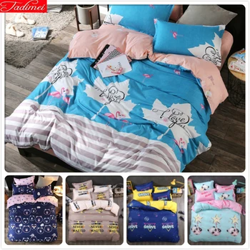 

Soft Comfort Aole Cotton Kids 3/4 pcs Bedding Set 4/5/6 feet Bed Linen 1.5m 1.8m 2m Bedsheet King Queen Double Size Duvet Cover