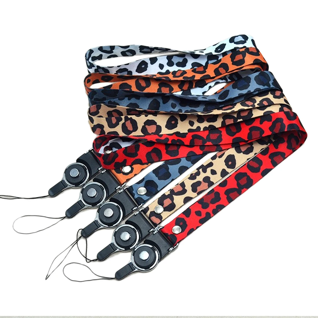 Leopard Lanyard for Phone Keys id Card gym Straps Holders Hanging rope Neck Straps 5 colors Animal Phone Straps with Keyring