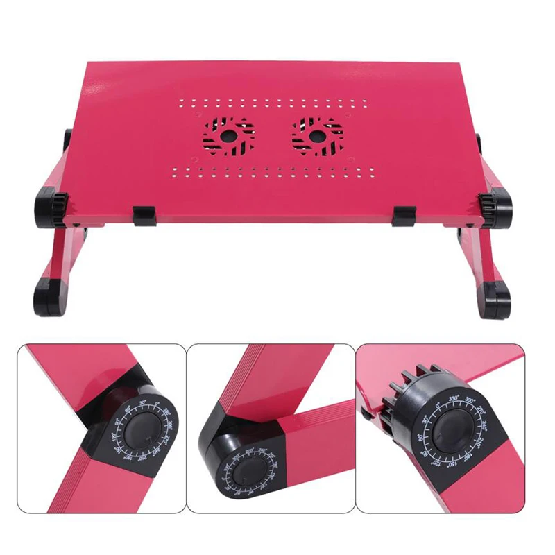 Larger Portable Laptop Folding laptop Table Double Fan Desk 480mm Bed Sofa Tray 360 rolling Adjustable Computer table Desk BA50