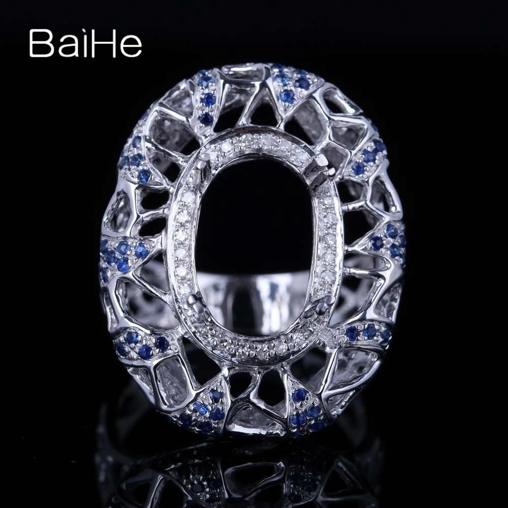 BAIHE Solid 14K White Gold Oval cut Anniversary Women Cute/Romantic Fine Jewelry Elegant unique Semi Mount Ring | Украшения и