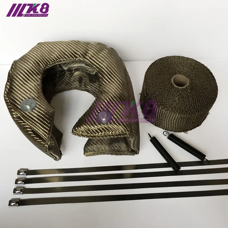 

Lava Fiber Turbo Blanket Engine Heat Shield Barrier Titanium Turbocharger Cover+10M Manifold Exhaust Wrap FOR T3 /T4/T6