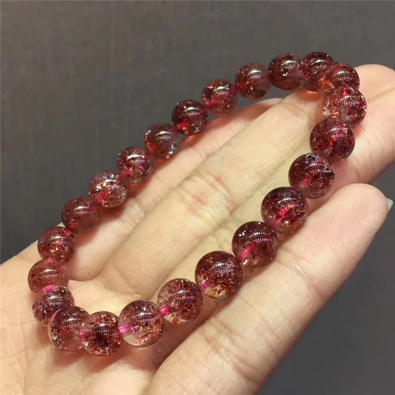8,1 мм натуральный Lepidocrocite кварцевый красный супер 7 Кристальный браслет женский мужской круглый бисер подарок стрейч счастливый драгоценный камень ювелирные изделия AAAAA