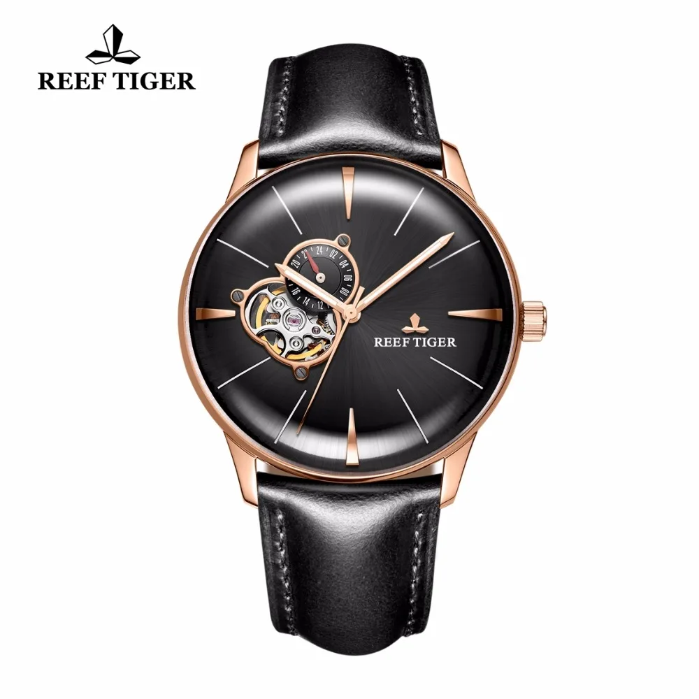 New Reef Tiger/RT Men's Luxury Casual Watches Tourbillon Convex Lens Watches Rose Gold Automatic Watches Leather Strap RGA8239 New Reef Tiger/RT Men's Luxury Casual Watches Tourbillon Convex Lens Watches Rose Gold Automatic Watches Leather Strap RGA8239