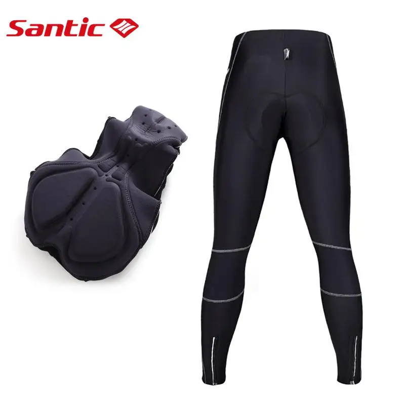 Santic Велоспорт велосипед мягкие длинные штаны 4D Pad Для мужчин осень-зима дышащий езда велосипед Колготки полной длины Велосипедное оборудование - Цвет: MC04015 Black