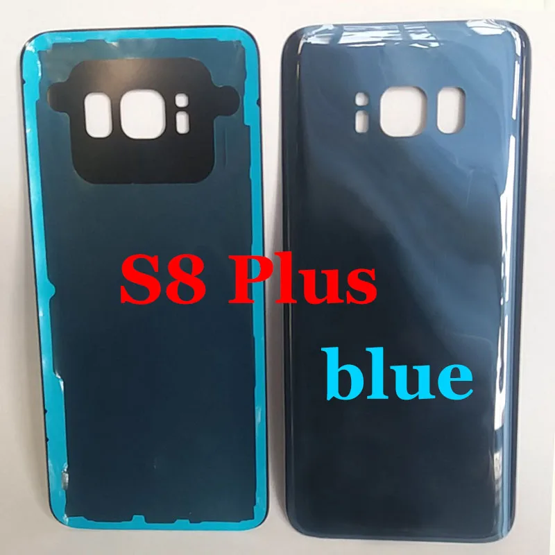 Для Samsung Galaxy S8 g950 G950F S8 Plus G955 G955F задняя батарея стеклянная крышка задняя крышка Корпус чехол с клейкой наклейкой - Цвет: S8plus Blue