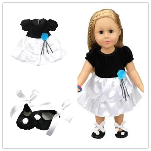 American Doll Clothes Accessories 1Pcs Dress +1Pair Shoes American girl doll clothes dress fits for 18