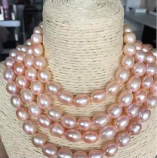 

natural oval 12mm south seas gold pink pearl necklaces50inch (9.13)