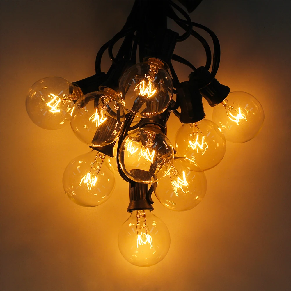 Alistado para Decoração de Luz Interior e Exterior para Jardim Luzes da Corda com 25 Cordas Globo Lâmpadas Claras 25ft ul Pátio Festa G40 7 globe string