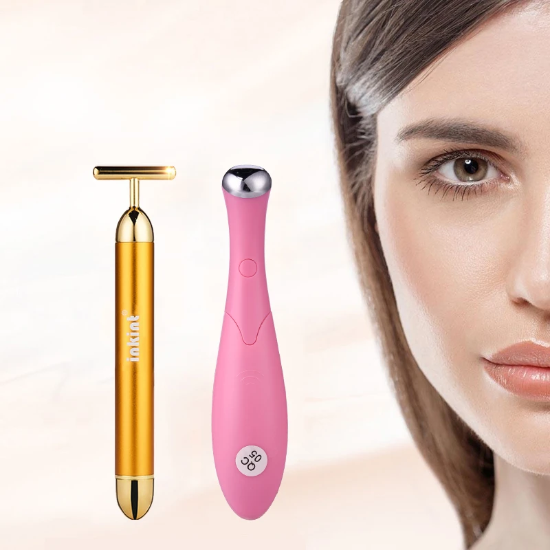 

Slimming Face 24k Gold Facial Beauty Roller Massager Stick Lift Skin Tightening Wrinkle Bar+Electric Vibration Eye massage pen 0