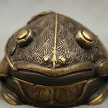 Народные Китайский Чистая Бронза Медь Богатство Жаба Жаба Статуя Box Курильница