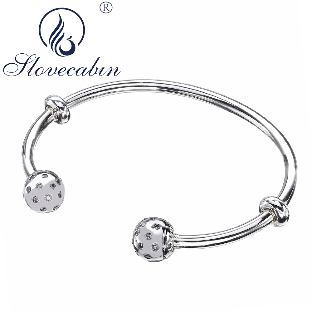 

Slovecabin Vintage Open Bangle Real 100% 925 Sterling Silver Moment Bangle & Bracelet For Women High Quality Silver 925 Jewelry