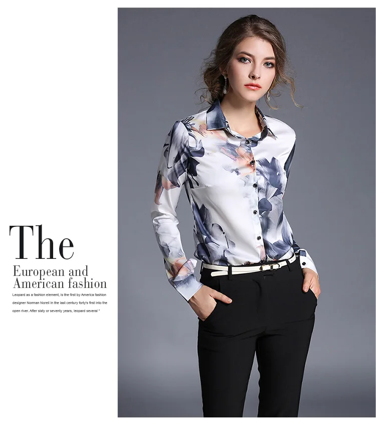Новое поступление, Женская универсальная облегающая блузка с принтом,Офисная Женская блузка,модная блузка с длинными рукавами 706F 30