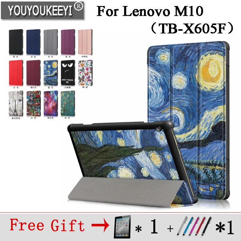 

Painted Case For Lenovo TAB M10 10.1" TB-X605F TB-X605L Tablet Protective cover, Protective film+touch pen as gift
